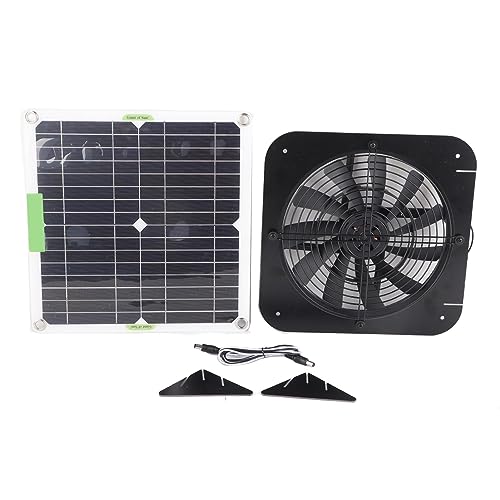 Solar Panel Powered Exhaust Fan 100W 18V High Efficiency Solar Powered Attic Ventilator 13.5 Inch for Pet House Chicken Coop RV Greenhouse Monocrystalline Silicon ABS Iron