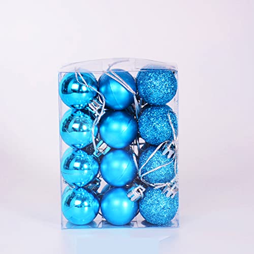KOLACEN Bolas de Navidad Adornos de Navidad Juego de Bolas Colgantes para árbol de Navidad árbol de Navidad Halloween hogar Fiesta Boda decoración de 30 mm 24 Piezas/Caja (Azul) Cover