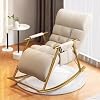 Oversize Metal Indoor And Outdoor Rope Rocking Chair With Gray Padded Cushion Rocker Recliner Chair Ec 21