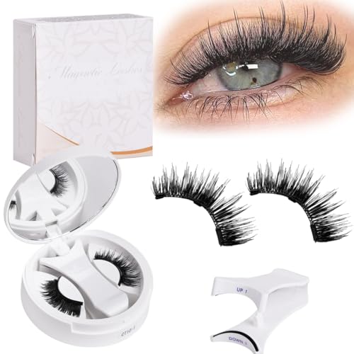 LEPGUYO Pestañas Magnéticas Set (4 Piezas), 2 Modelos – Aspecto Natural, Reutilizables con Aplicador, 3 Puntos Magnéticos Fuertes, sin Pegamento para todos los ojos