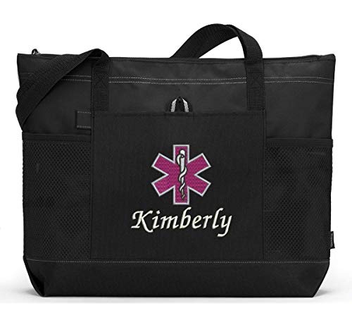 Star of Life EMT/Paramedic Personalized Embroidered Tote with Mesh Pockets