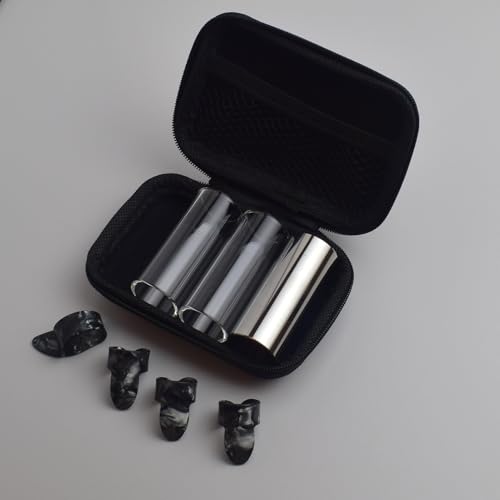 Liyacial Guitar Slide, 2 Glass Slides & 1 Steel Guitar Slide for Electric and Acoustic, With 3 Finger Picks, 1 Thumb Pick & Portable Box for Guitar and Bass, Medium (6 cm) - image 5