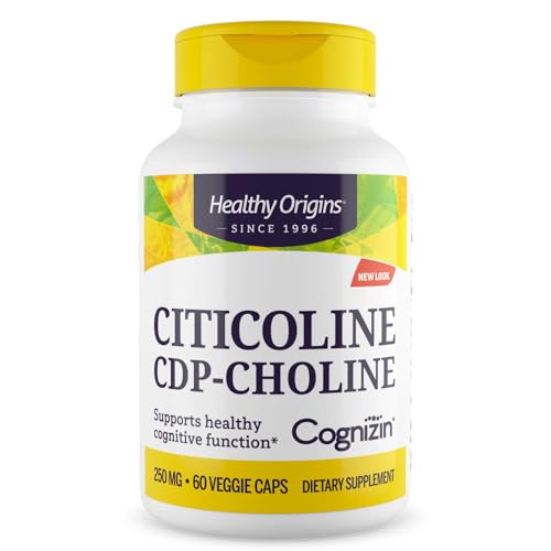 Healthy Origins Cognizin (Citicoline), 250 mg - Brain Supplement for Memory with Citicoline CDP Choline - Non-GMO, Vegan & Gluten-Free Supplement - 60 Veggie Capsules
