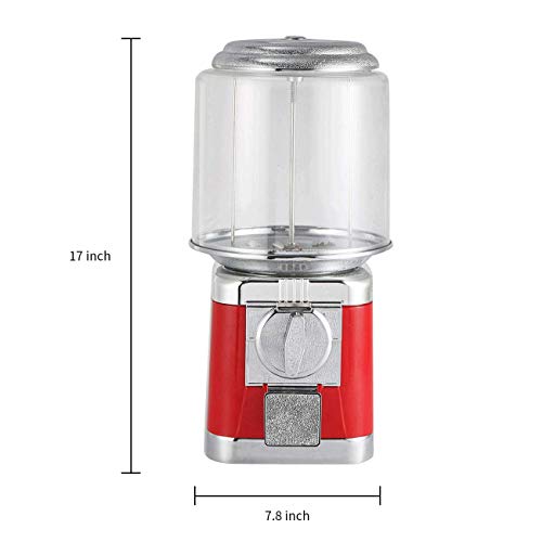 IRONWALLS Gumball Candy Vending Machine, Capsule Bouncy Ball Gumball Commercial Dispenser Machine with Key Lock for 25-32mm Candy, Durable, Removable Metal Body, Red - Thumbnail 3
