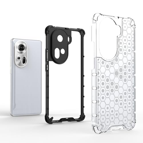 Image of Lustree for Back Cover Shockproof Double Protection Honeycomb Hard PC Back Cover for Oppo Reno11 5G -Transparent