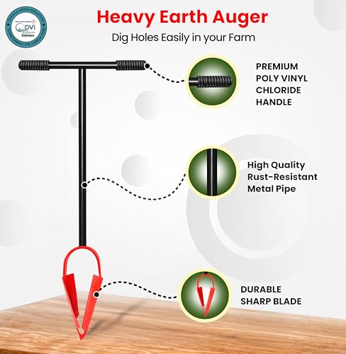 Image of DVI Heavy Duty Steel Post Hole Earth Auger With Long Handle | Quick Digging for Lawn and Yard | Garden Hand Auger | High Carbon Steel Handle (Multicolor)