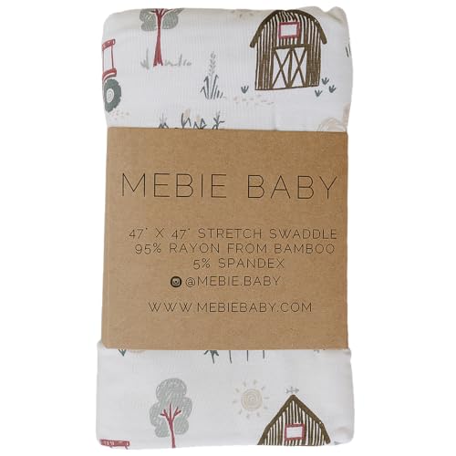 Image of Mebie Baby Farmhouse Stretch Swaddle, Modern and Neutral Swaddle Blanket for Baby Girl or Boy, Soft Baby Blankets, Newborn Swaddle Blanket, 0-3 Month, Comfy Wrap, Baby Essentials & Gifts (47 inch x 47 inch)