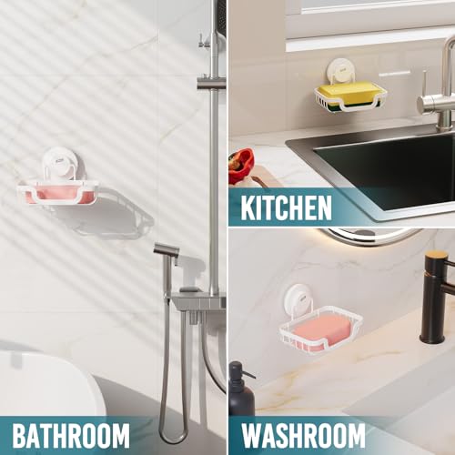 Image of TAILI Soap Dish, Bar Soap Holder Suction Cup, Stainless Steel Sponge Holder