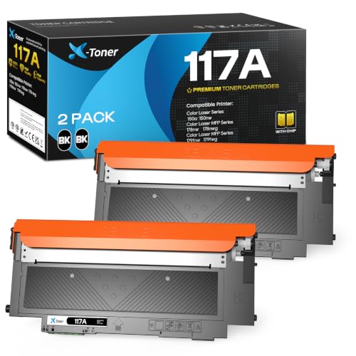 X Toner Tóner 117A Negro (con Chip) Compatible con HP 117A W2070A Tóner para HP Color Laser MFP 178nw 179fnw 150nw 150a 178nwg 179fwg 178 179 (117A 2*Negro)