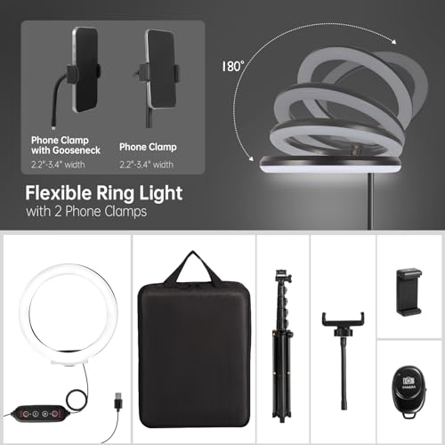 MICCYE Ringlicht mit Stativ 10 Zoll RGB Ring Light Gesamthöhe 180cm Ringleuchte Selfie Ringlicht Handy für Video Makeup Fotografie