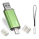 Type C USB Stick 128 GB, USB C Memory Stick 128 GB 2-in-1 Type C Flash Drive Mini Memory Stick External Pen Drive for MacBook Pro, Android Mobile Phone, Pad, Laptop and Computer (Green)