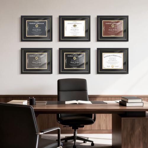 Picrit 11x14 Black Diploma Frame 2 Pack with Tempered Glass, Gold Rim by Picrit - Used condition - Image 5