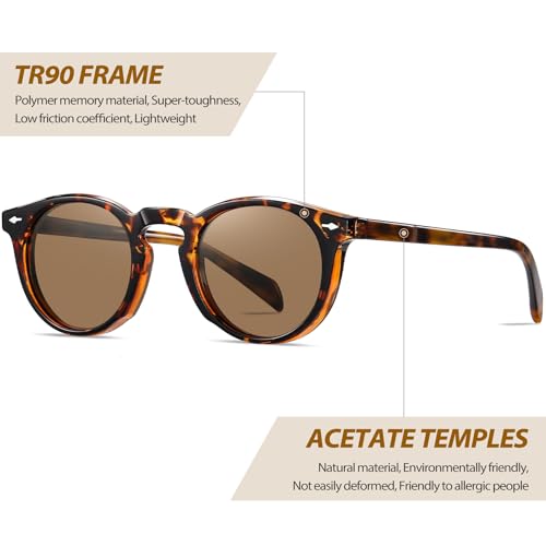 Joopin Acetate Polarized Sunglasses for Women Men Retro Round Square Sun Glasses UV Protection Trendy Shady Rays4