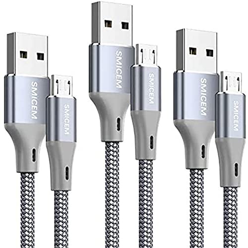 Micro USB Kabel, Ladekabel Super Lange Schnelle Ladegeschwindigkeit 3M (3 Pack) Micro USB Ladekabel Kompatibel mit Samsung HTC, Sony, Galaxy, LG, PS4, Android und andere, Nylon geflochtene Kabel