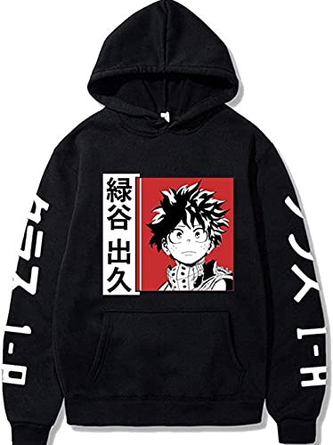 Qi Pao Unisex My Hero Academia Hoodies Deku BNHA Midoriya Izuku Cosplay Jacket Coat Sweatshirt Sweater (Large, Black 1)