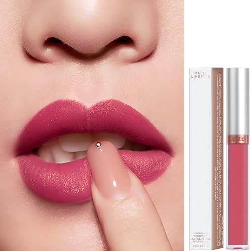 Lipstick Gloss Nude Velvet Matte Rose Pink Liquid, Elegant Waterproof Quick-Drying Non-Sticky Full-Coverage, Lipsticks for Women Long Lasting Matte Lipstick, Not Fade Matte Lip Gloss,Tinted Lip Balm - Image 8