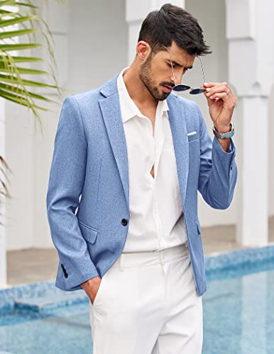 Blazer décontracté bleu ciel d'une finition ajustée haut de gamme