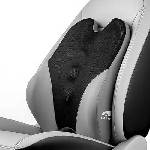Image of CAR101 Orthopedic Memory Foam Backrest Elite - 47x36x13 cm | with Removable Breathable Mesh Cover | Adjustable Dual Strap Lumbar Support Cushion | Ergonomic Pain Relief