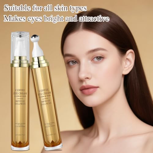 ALIIP Serum do oczu dla mężczyzn i kobiet, 20 g płynów z kofeiną do oczu, serum do konturowania oczu z aplikatorem w rolce do rozjaśniania worków i cieni, przeciw starzeniu się (1 szt.)