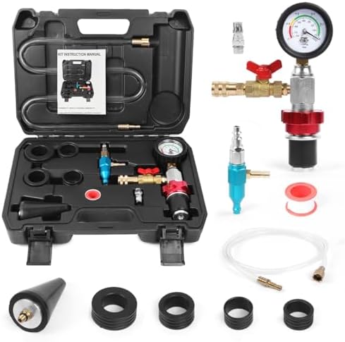 Coolant Vacuum Refill Kit Quick Vacuum Coolant Fill Kit with 5 Universal Adapters, Pressure Gauge, 41 in Fill Hose & 2 Quick Connectors for Most Vehicles