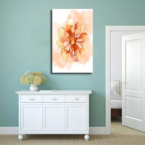 Impression botanique orange aquarelle grand format pour decoration murale