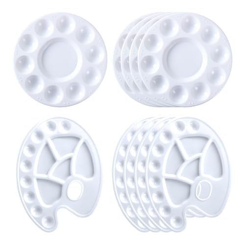 10-Piece Palette, Mixing Palette, Palette With Handle Hole, Painting And Painting Supplies, Watercolor Palette, Paint Bowl, For Painting, Crafting, Coloring