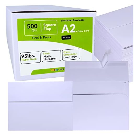 500 Pcs Bulk A2 Invitation Envelopes in White Peel & Press Self Seal 4 3/8 x 5 3/4 Square Flap Envelopes RSVP Return Envelopes 95lb. for Announcement Mailing 4x5 Greeting Cards Photo 1/4 Fold Cards