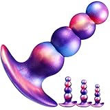Weicher Silikon Analplug Mit 4 Kugeln Analkugel Buttplug T-Bar Basis, Anus Dilatator Prostata Massager Vagina Stimulator Groß Anal Beads Stecker Butt Plug Sexspielzeug FüR MäNner Frauen(L)