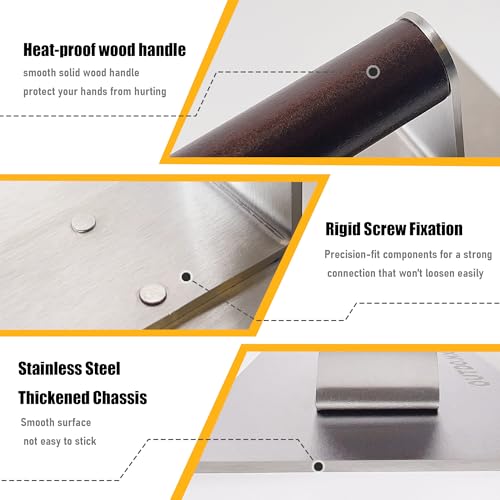 OUTDO.MXT Stainless Steel 9X4.2“ Smash Burger Press,1.9lb Heavy Duty Burger Smasher with Wooden Handle and Velvet Storage Bag for Griddle,Grill Press for Hamburger, Bacon,Steak, Barbecue Grilling Tool