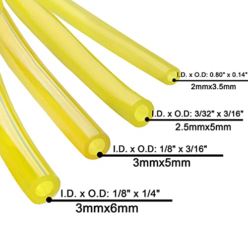 Hipa (4 Size 4-Feet-Long Fuel Line Hose Tube I.d. X O.d. 3/32" X 3/16" 1/8" X 3/16" 1/8" X 1/4" .080" X .140" For Poulan Craftman Chainsaw String Trimmer Blower #TOP1
