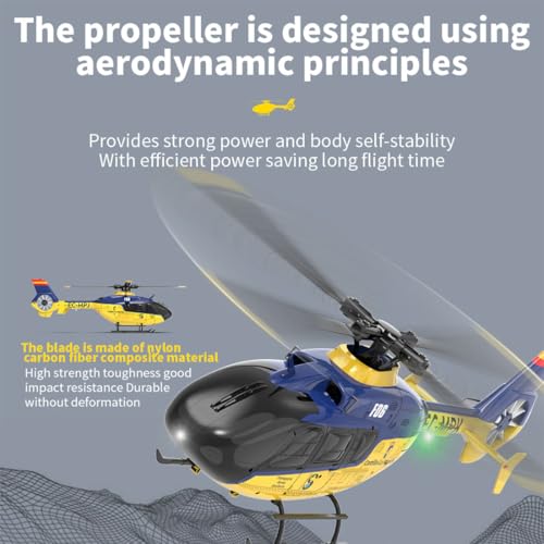 UZHIANG EC-135 RC Helicopter for Adults Remote Control Flying Helicopter 1/36 Scale 2.4G 6CH RC Electric Airplane RTF Easy to Beginners(Yellow+Blue+Black,With 3 Battery) - Image 5