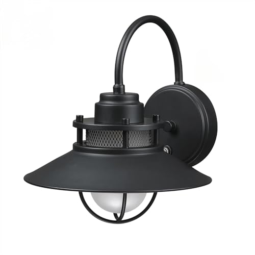 Image of Black Farmhouse Gooseneck Barn Light Dusk to Dawn - Outdoor Wall Lantern with Photocell Sensor Porch Light Dusk to Dawn Outdoor Sconce for Barn Garage Patio, E26