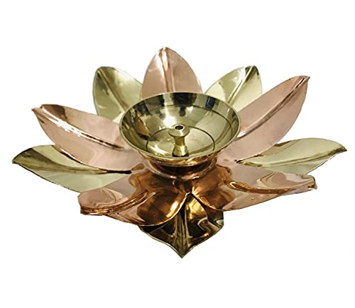 Lotus Brass Akhand Diya Diwali Diya-Oil lamp Pooja Diya Oil lamp Krishna Janmashtami Navaratri Diya Navratri Pooja Wedding Decor Diwali Decorations Diya Gift Items Diwali Diya Size- 5 " inch - Image 4