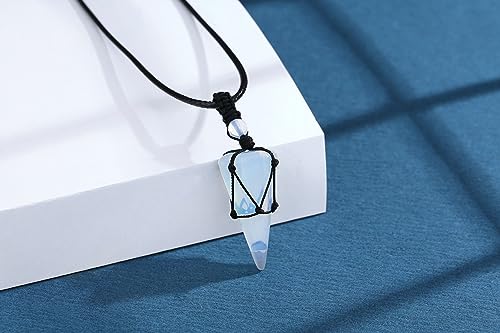 Image of XIANNVXI Healing Crystal Necklace for Men Jewelry Gift | Adjustable Black Rope Natural Gemstone Pendant
