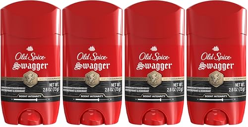 Image of Old Spice Antiperspirant Deodorant for Men,24 /7 Sweat & Odor Protection,24 /7 Lasting Freshness,Invisible Solid,Swagger with Cedarwood Scent,2.6 oz,(Pack of 4)
