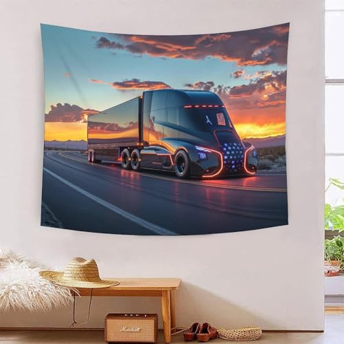 Tapisserie 3D gros camions tenture tissu déco salon 180x230