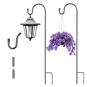 CHALA 2 PCS Crochets de berger,crochets à hauteur réglable 100cm,crochets de berger en métal avec pute pour lampes solaires jardin, mariage pots à fleurs, lumières de Noël, mangeoire à oiseaux