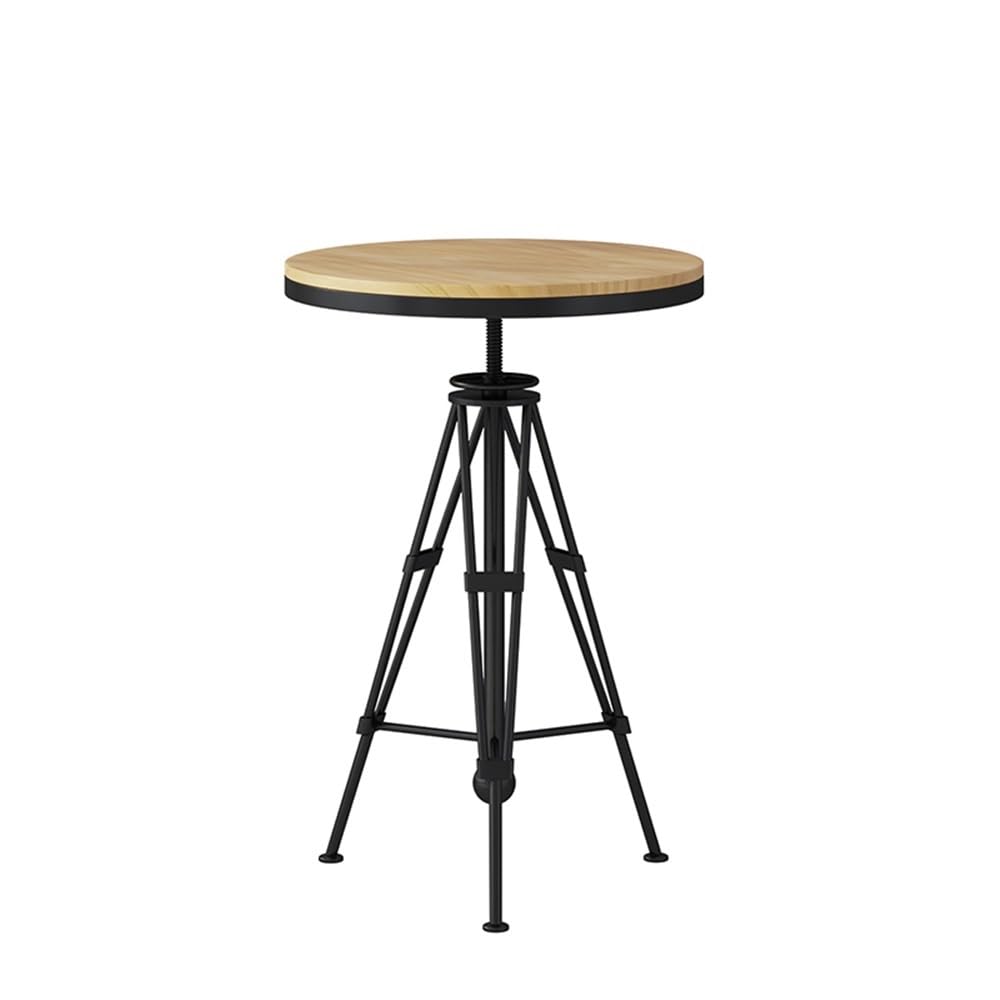 Table de Bar Table de Bar Ronde à Pieds Hauts en Fer Loisirs, Table réglable Hauteur avec comptoir Bois