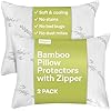 Cloud-Like Pillow Protectors with Zipper Standard Size - Breathable Cooling Pillow Covers for Hot Sleeprers - 100% Resistant to Stains, Dust & Dirt (White 2-Pack)