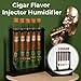 Cigar Flavor Injector Humidifier, Cigar Infuser Glass Tube Kit with Handmade Wooden Base, Built-In Hygrometer, Airtight Caps for DIY Flavor Infusion, Gift for Men Cigar Lovers & Enthusiasts