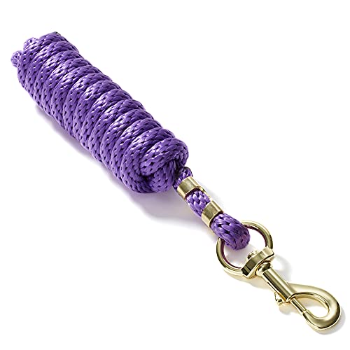 Smithbuilt 10 Ft Long Poly Lead Rope For Horse, Purple - Brass Plated Snap #TOP1