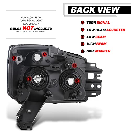 M-Auto Oe Style Headlights Assembly Pair For Passenger&Driver Side Replacement For 04-15 Nissan Titan / 2004 2005 2006 2007 Armada, Lh&Rh Chrome Housing Clear Lens Clear Corner Headlamps #TOP2