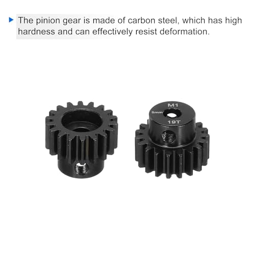 Image of DMiotech M1 19T 20T Steel 5mm Hardened Pinion Motor Gear for RC Car Brushed Replacement Brushless Motors, RC Applications with 2 Pcs Screws & Hex Spanner for DIY RC Boat Drone