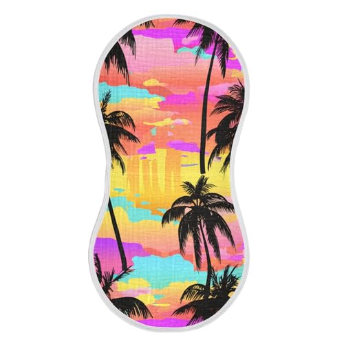 xigua Tropical Palm Trees Baby Burp Cloths for Newborn Boys and Girls 2 Pack, Soft & Absorbent Cotton Baby Burp Cloth, Baby Washcloths, Newborn Towel, Burp Rags