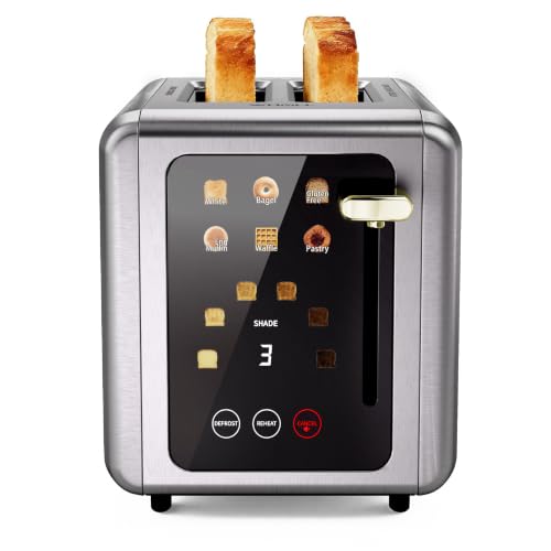 WHALL® Touch Screen Toaster 2 Slice, Stainless Steel Digital Timer Toaster