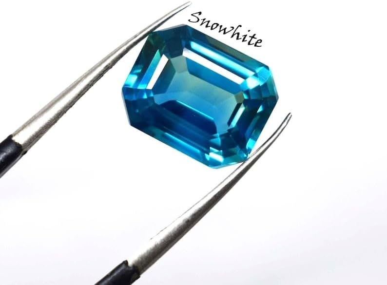 10 Ct Natural Emerald Cut Teal Blue Tourmaline Certified Loose Gemstone for Jewellery Making - 12x9x7 MM