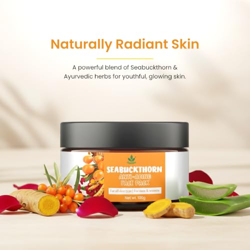 Image of Havintha Sea Buckthorn Anti-Aging Face Pack 100g - Natural Herbal Face Mask for Glowing & Youthful Skin | Brightening Face Pack for Fine Lines, Wrinkles & Dark Spots | Suitable for All Skin Types