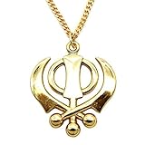 Generic Premium Metal Khanda Punjabi Sikh Pendant Car Rear Mirror Hanging in Chain - GOLDEN, Regular, Silver