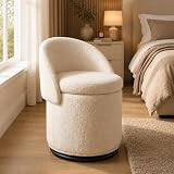 Shally Dogan Pouf da Toeletta Contenitore con Schienale Reclinabile e Base Girevole, Poggi...