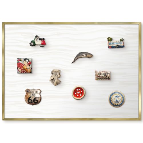 Pizarra magnética de metal 100x70 cm con elegante marco dorado para pared